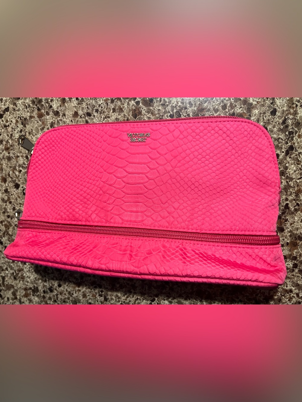 Victoria's Secret Neon Pink Embossed Snake Clutch